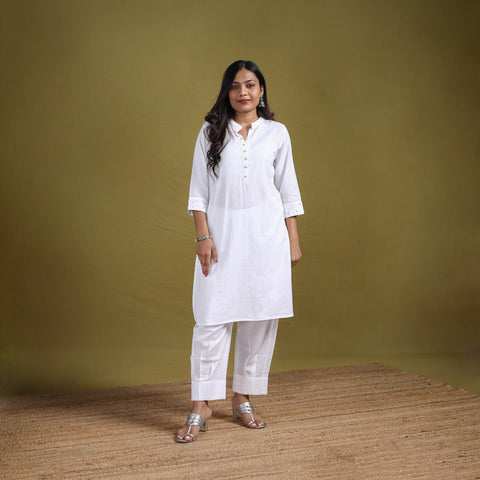 Sequin Work Flex Cotton Plain Straight Kurta with Pant Set for women 07