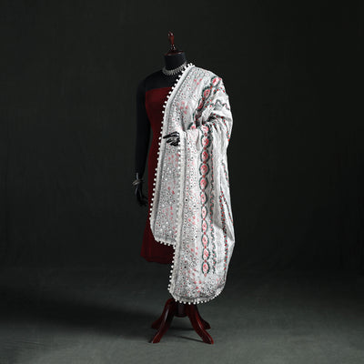 Phulkari Hand Embroidered Chanderi Silk Dupatta 14