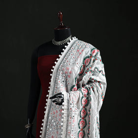 Phulkari Hand Embroidered Chanderi Silk Dupatta 14