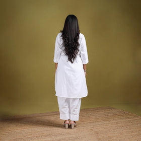 Sequin Work Flex Cotton Plain Straight Kurta with Pant Set for women 07