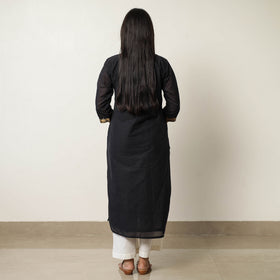Black - Mangalagiri Handloom Cotton Straight Kurta 35