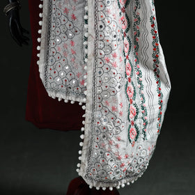 Phulkari Hand Embroidered Chanderi Silk Dupatta 14