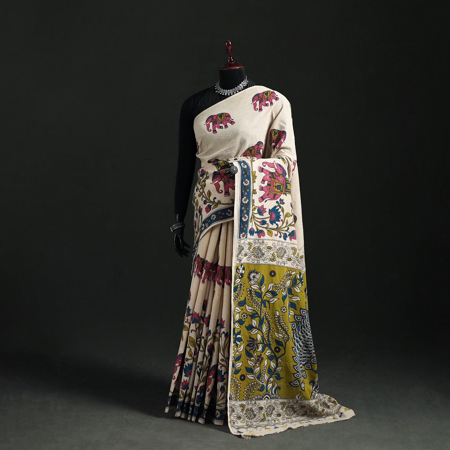 Cotton Saree in Kalamkari Print  32