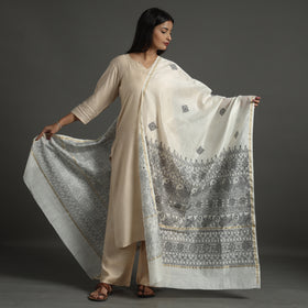  Handloom Chanderi Silk Handpainted Madhubani Dupatta