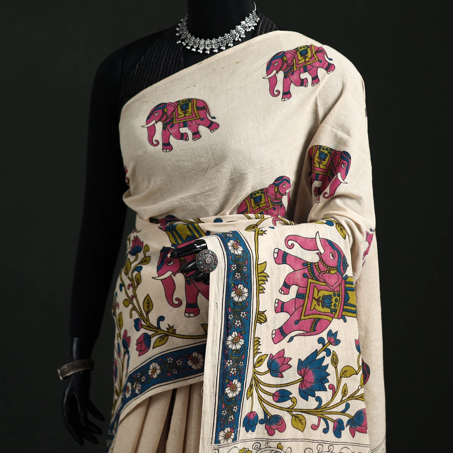 Cotton Saree in Kalamkari Print  32