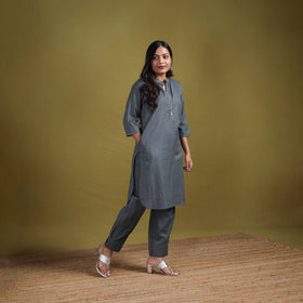 Sequin Work Flex Cotton Plain Straight Kurta with Pant Set for women 11