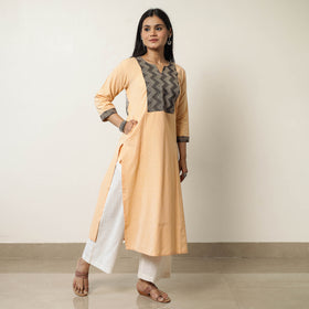  Plain Jhiri Handloom Cotton Long Straight Kurta 34 