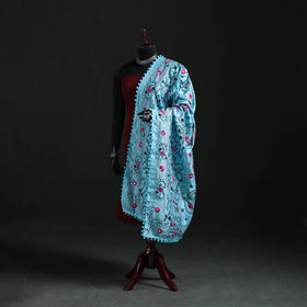 Phulkari Hand Embroidered Chanderi Silk Dupatta 15