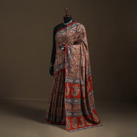 Pedana Hand Block Print Natural Dyed Cotton Kalamkari Saree 49