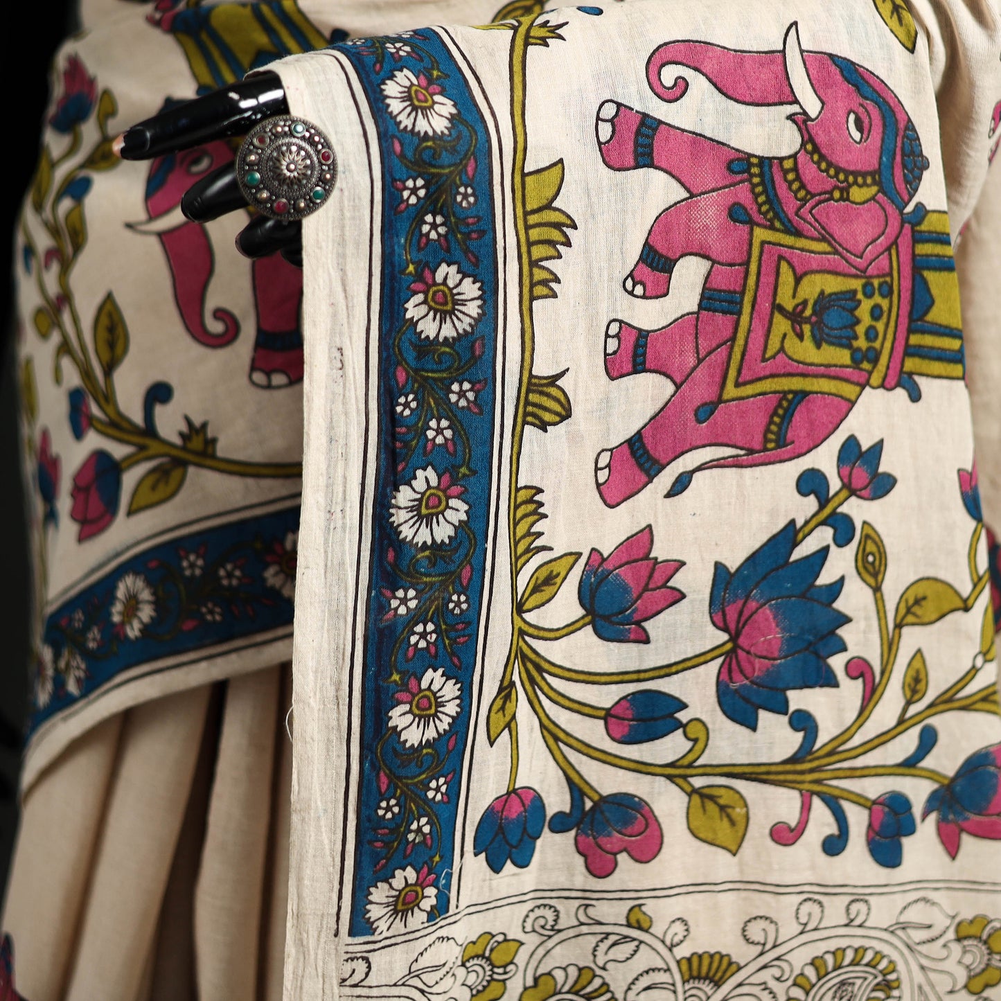 Cotton Saree in Kalamkari Print  32