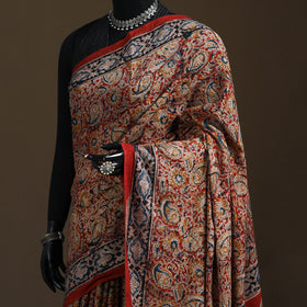 Pedana Hand Block Print Natural Dyed Cotton Kalamkari Saree 49