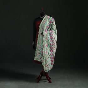 Phulkari Hand Embroidered Chanderi Silk Dupatta 17