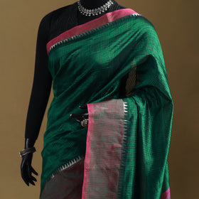 Green - Pure Handwoven Mangalagiri Silk Cotton Pattu Saree with Zari Border 01