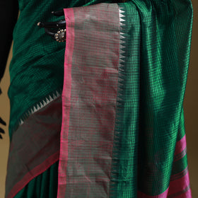 Green - Pure Handwoven Mangalagiri Silk Cotton Pattu Saree with Zari Border 01