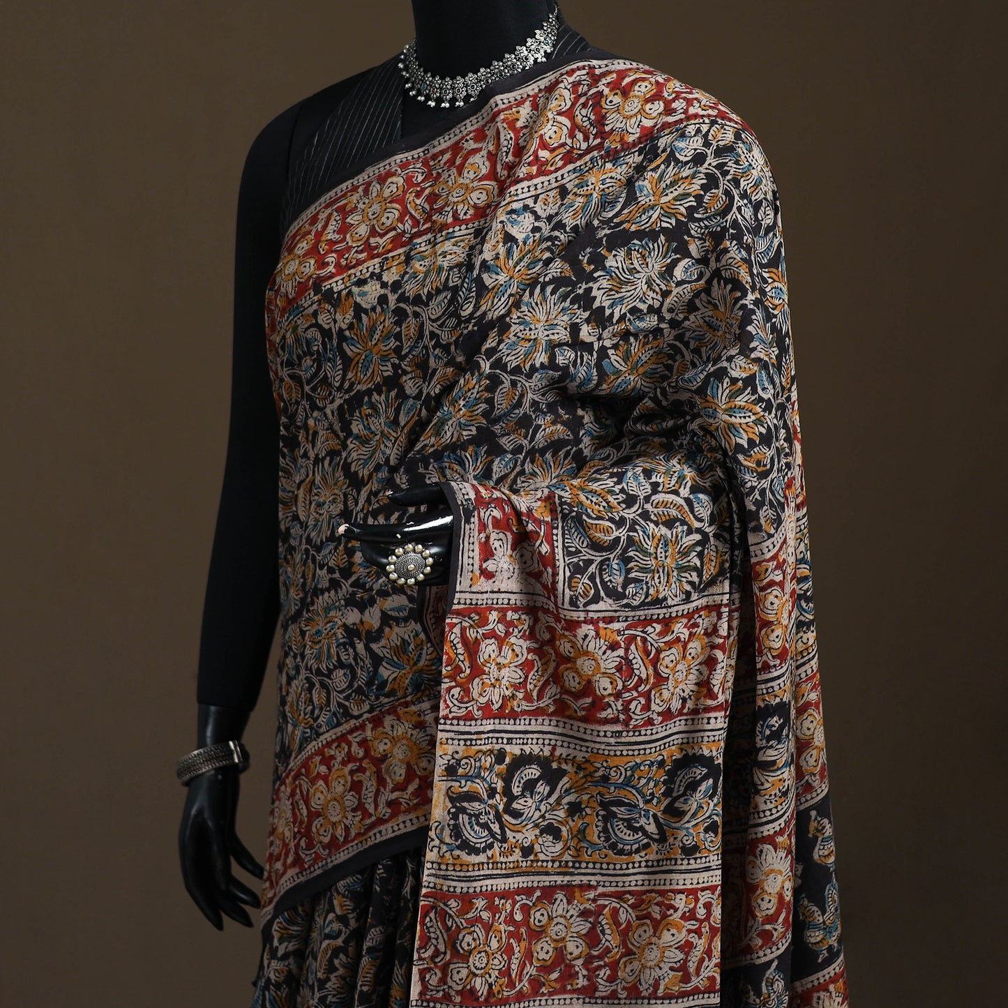Pedana Hand Block Print Natural Dyed Cotton Kalamkari Saree 51