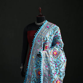 Phulkari Hand Embroidered Chanderi Silk Dupatta 18