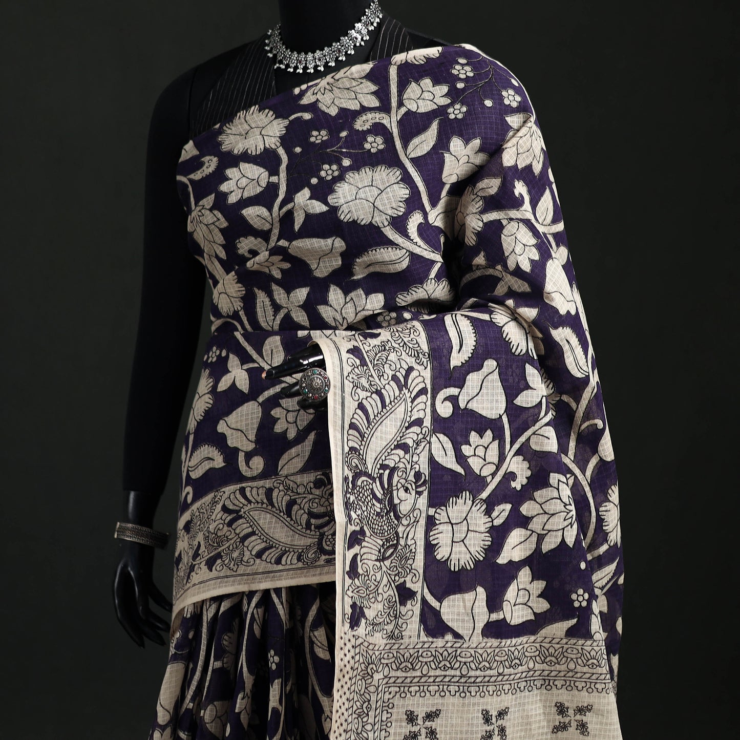 Kota Doria Cotton Saree in Kalamkari Print 35