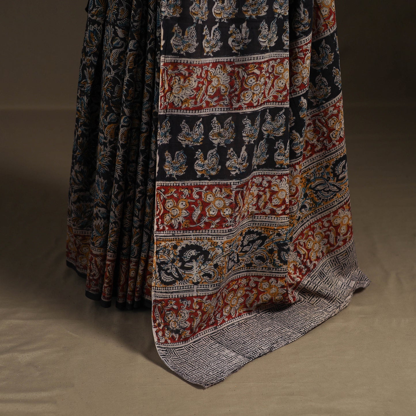 Pedana Hand Block Print Natural Dyed Cotton Kalamkari Saree 51