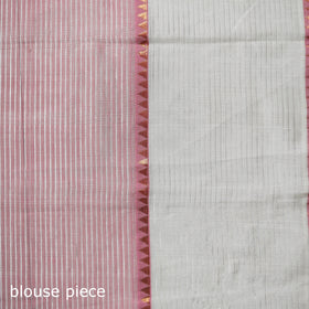 Pink - Pure Handwoven Mangalagiri Silk Cotton Pattu Saree with Zari Border 02