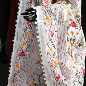 Phulkari Hand Embroidered Chanderi Silk Dupatta 19