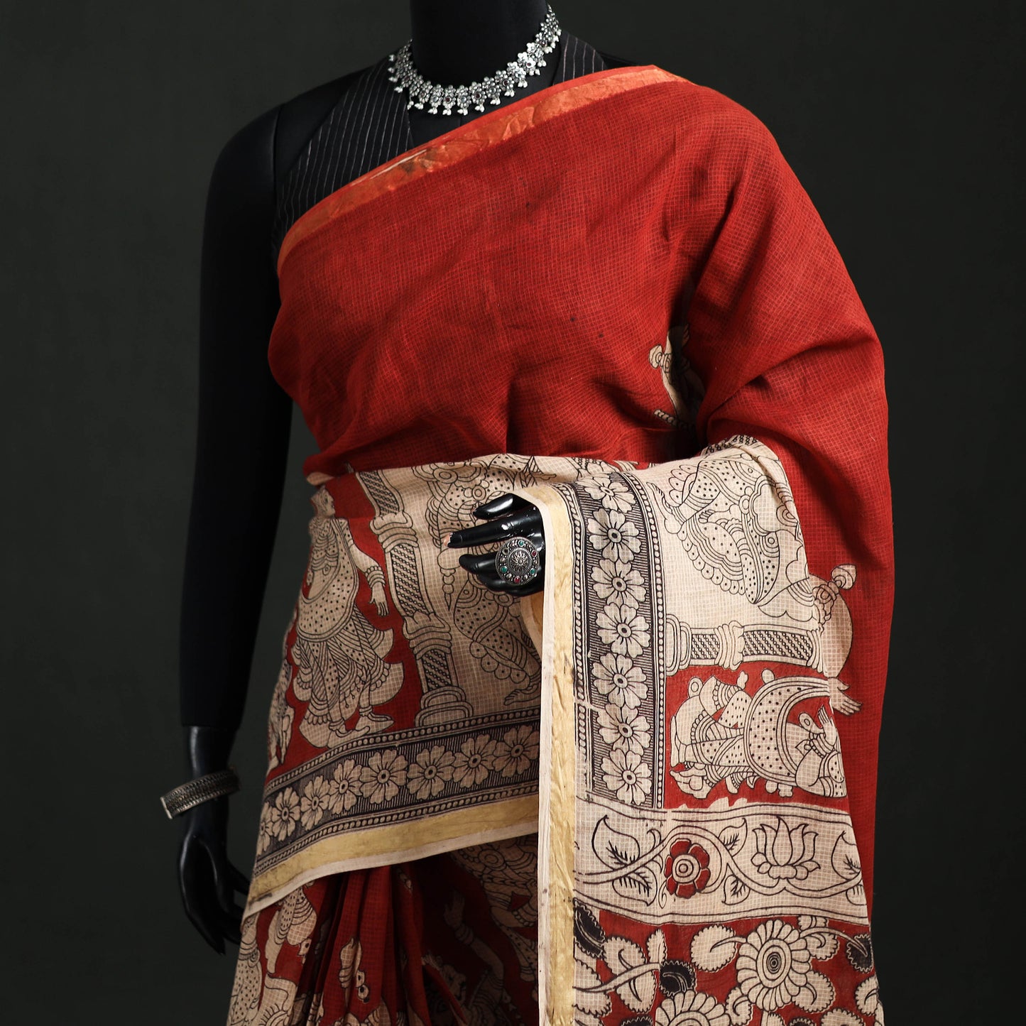 Kota Doria Cotton Saree in Kalamkari Print 36