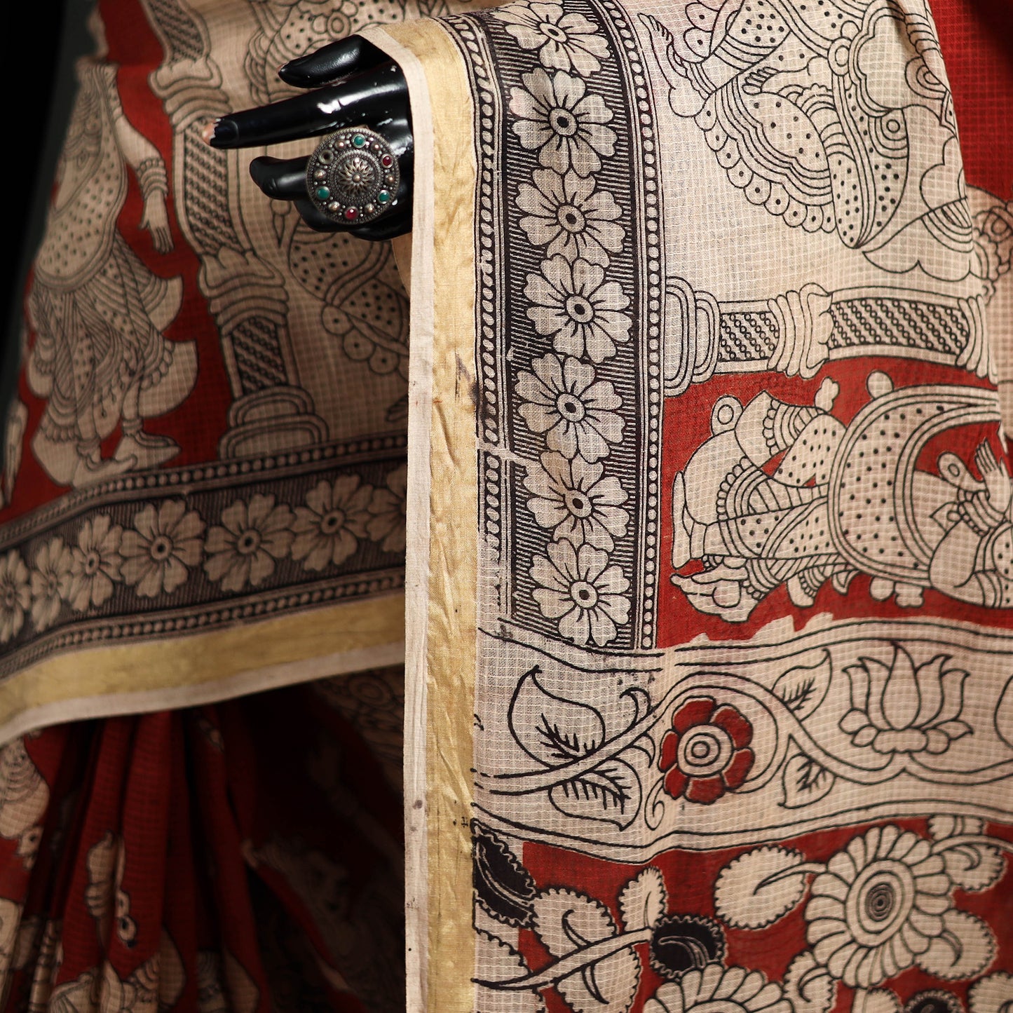 Kota Doria Cotton Saree in Kalamkari Print 36