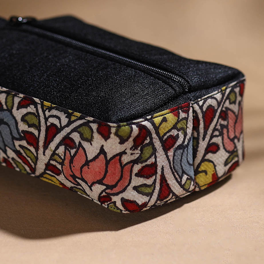 Black - Handpainted Kalamkari Multipurpose Cosmetic/Toiletry Bag 47