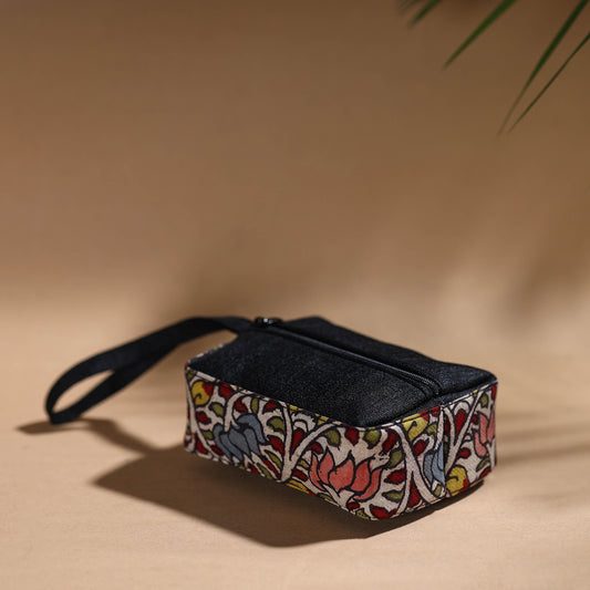 Black - Handpainted Kalamkari Multipurpose Cosmetic/Toiletry Bag 47