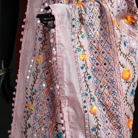 Phulkari Hand Embroidered Chanderi Silk Dupatta 20