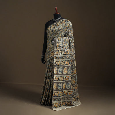 Pedana Hand Block Print Natural Dyed Cotton Kalamkari Saree 53