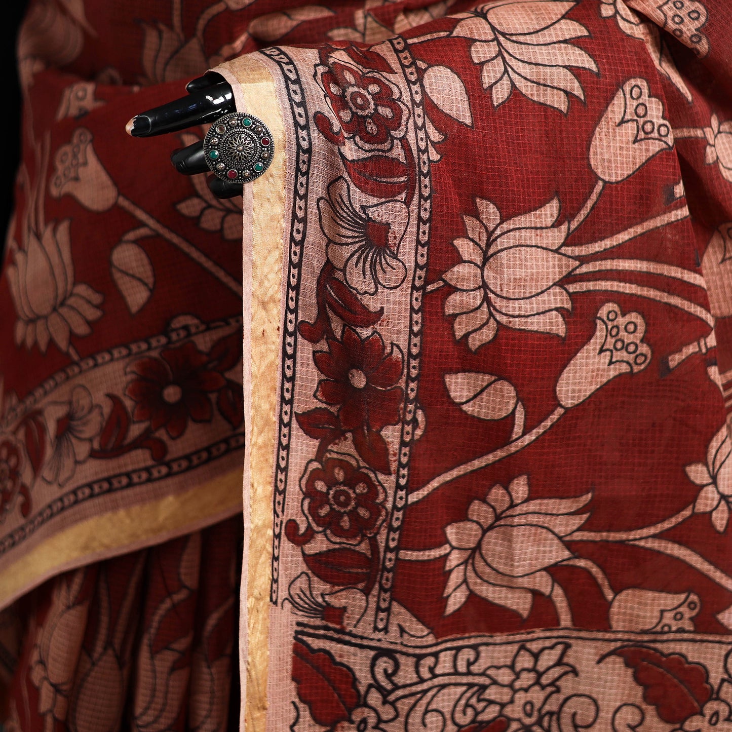 Kota Doria Cotton Saree in Kalamkari Print 37