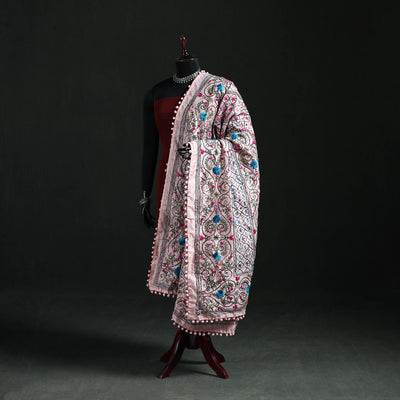 Phulkari Hand Embroidered Chanderi Silk Dupatta 21