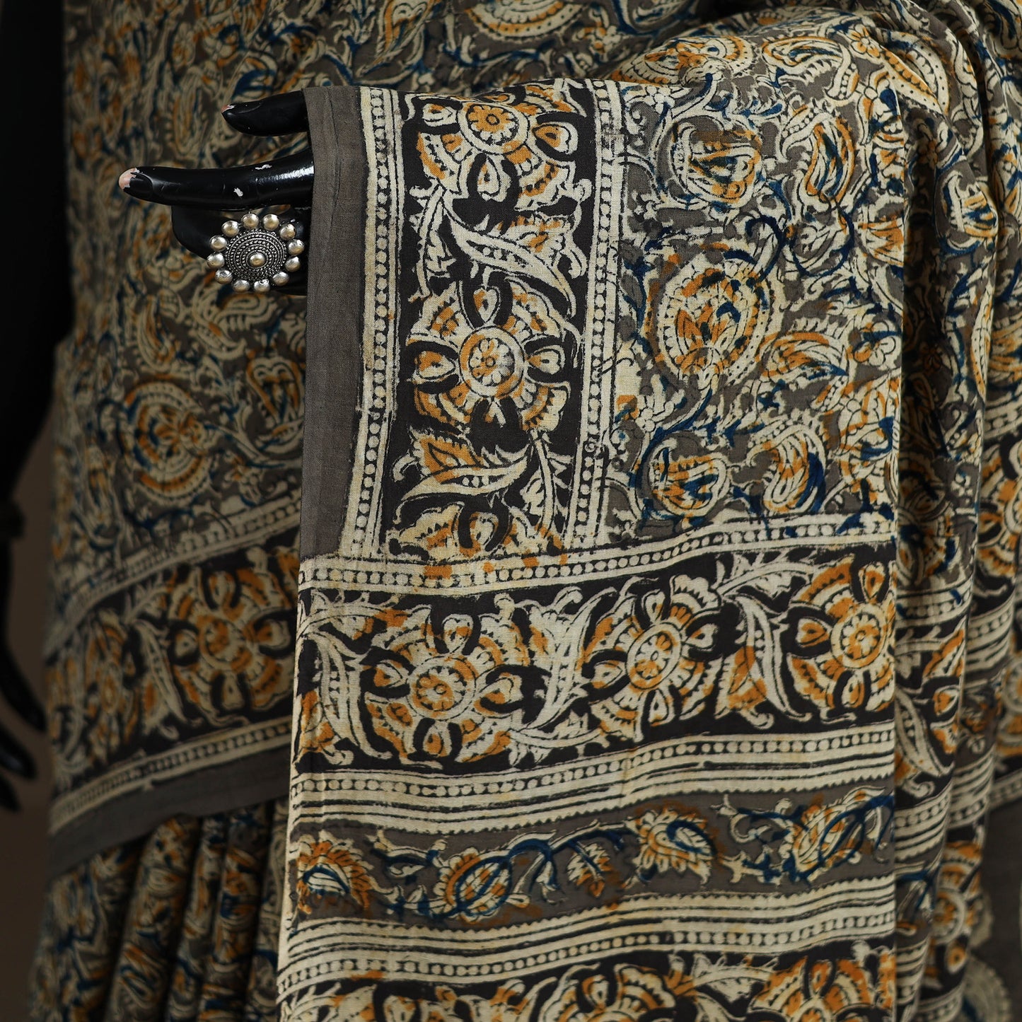 Pedana Hand Block Print Natural Dyed Cotton Kalamkari Saree 53