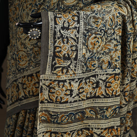 Pedana Hand Block Print Natural Dyed Cotton Kalamkari Saree 53