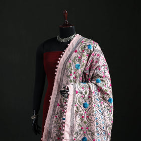 Phulkari Hand Embroidered Chanderi Silk Dupatta 21