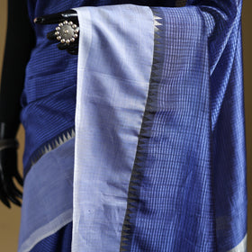 Blue - Pure Handwoven Mangalagiri Silk Cotton Pattu Saree with Zari Border 04