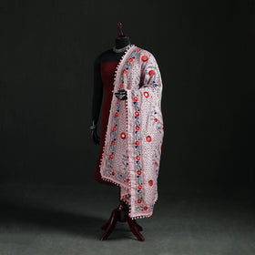 Phulkari Hand Embroidered Chanderi Silk Dupatta 23