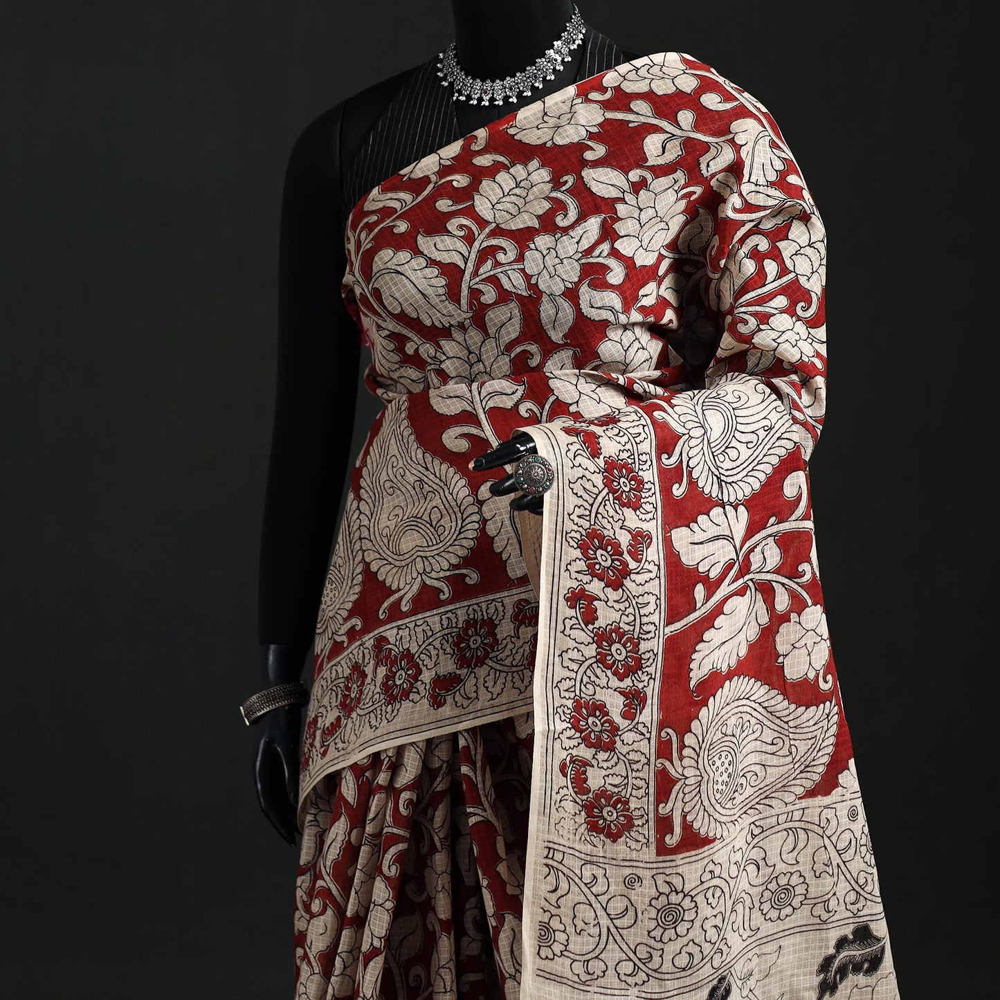 Kota Doria Cotton Saree in Kalamkari Print 38