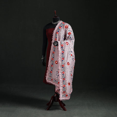 Phulkari Hand Embroidered Chanderi Silk Dupatta 22