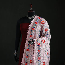 Phulkari Hand Embroidered Chanderi Silk Dupatta 23