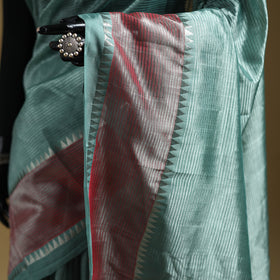 Green - Pure Handwoven Mangalagiri Silk Cotton Pattu Saree with Zari Border 05