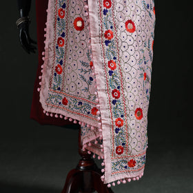 Phulkari Hand Embroidered Chanderi Silk Dupatta 22