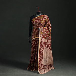 Maroon - Kota Doria Cotton Saree in Kalamkari Print 39