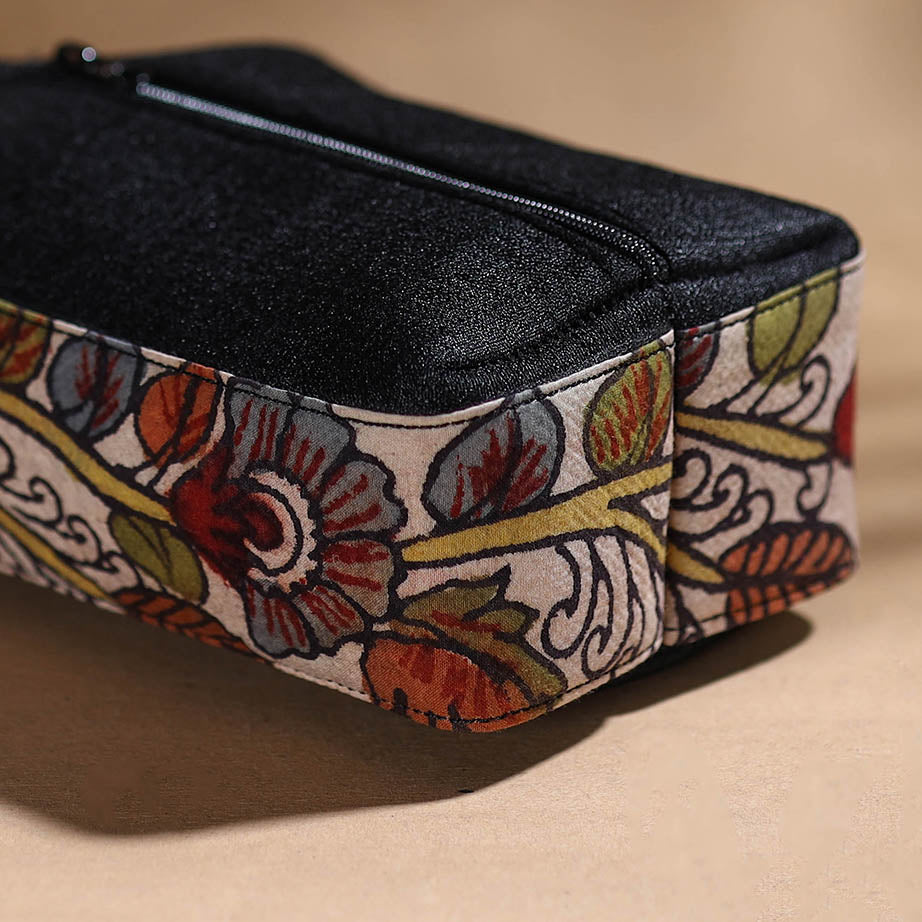 Black - Handpainted Kalamkari Multipurpose Cosmetic/Toiletry Bag 48