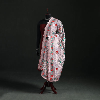 Phulkari Hand Embroidered Chanderi Silk Dupatta 24