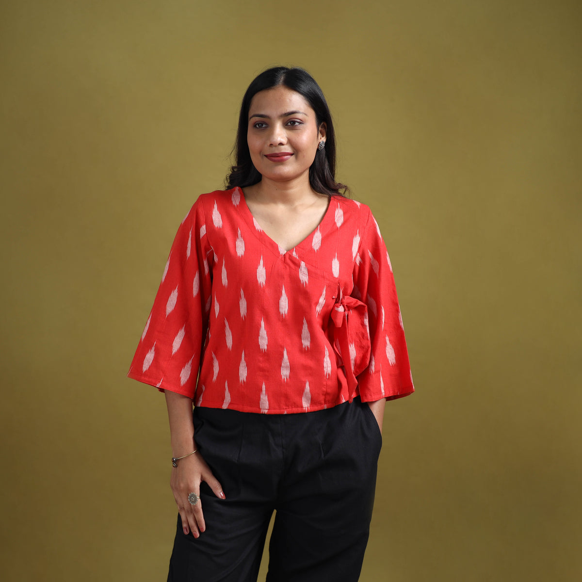 Pochampally Ikat Cotton Crop Top for Women 14