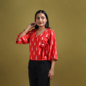 Pochampally Ikat Cotton Crop Top for Women 14