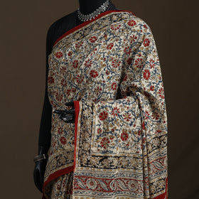 Pedana Hand Block Print Natural Dyed Cotton Kalamkari Saree 55