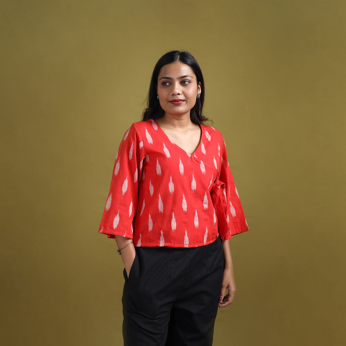 Pochampally Ikat Cotton Crop Top for Women 14