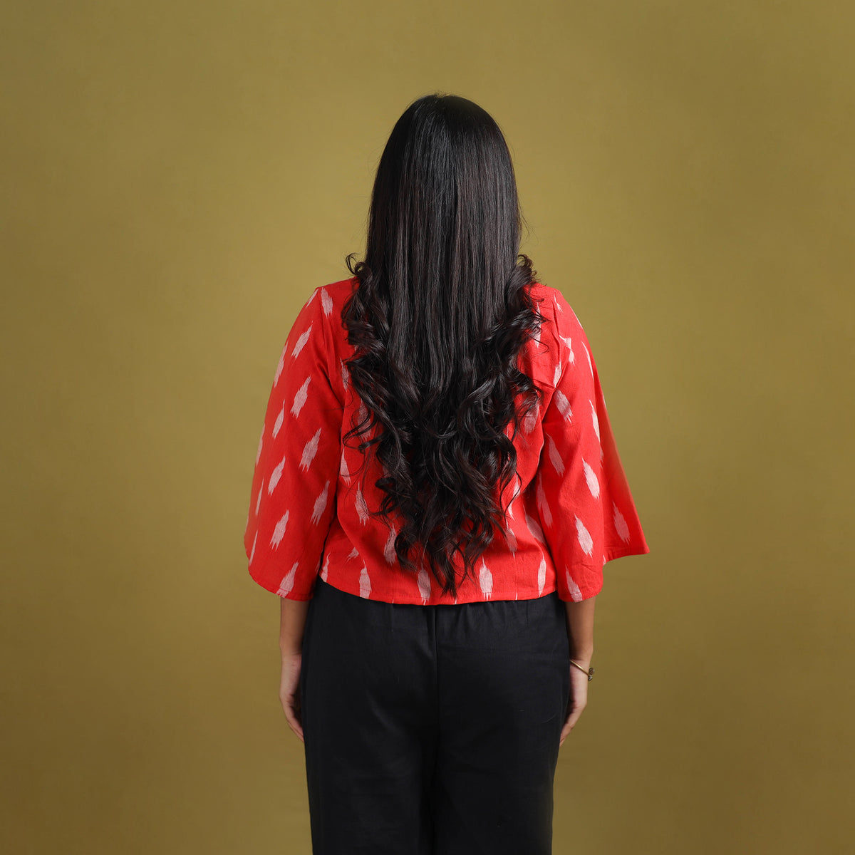 Pochampally Ikat Cotton Crop Top for Women 14